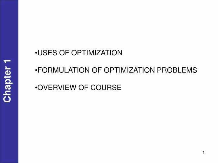 uses of optimization formulation of optimization