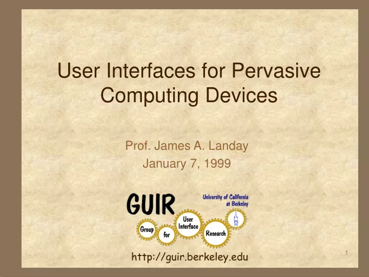 user interfaces for pervasive computing devices