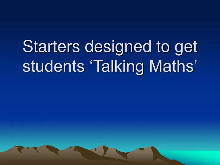 starters designed to get students talking maths