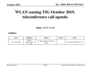 wlan sensing tig october 2019 teleconference call agenda