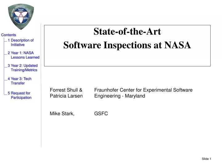 state of the art software inspections at nasa