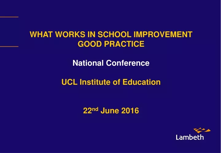 what works in school improvement good practice