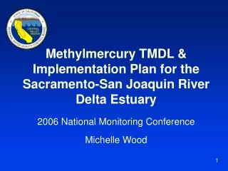 Methylmercury TMDL &amp; Implementation Plan for the Sacramento-San Joaquin River Delta Estuary