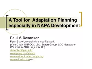 A Tool for  Adaptation Planning especially in NAPA Development