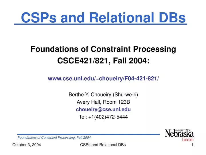 csps and relational dbs foundations of constraint