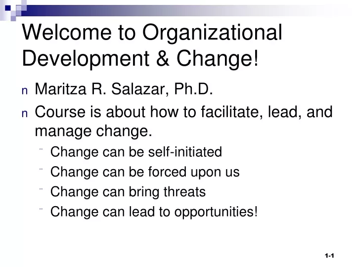 welcome to organizational development change