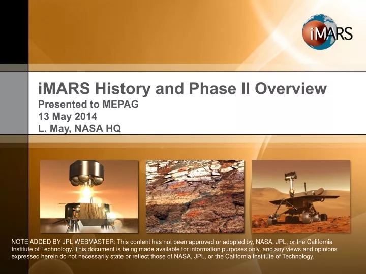 imars history and phase ii overview presented