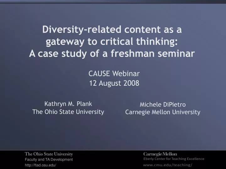 diversity related content as a gateway to critical thinking a case study of a freshman seminar