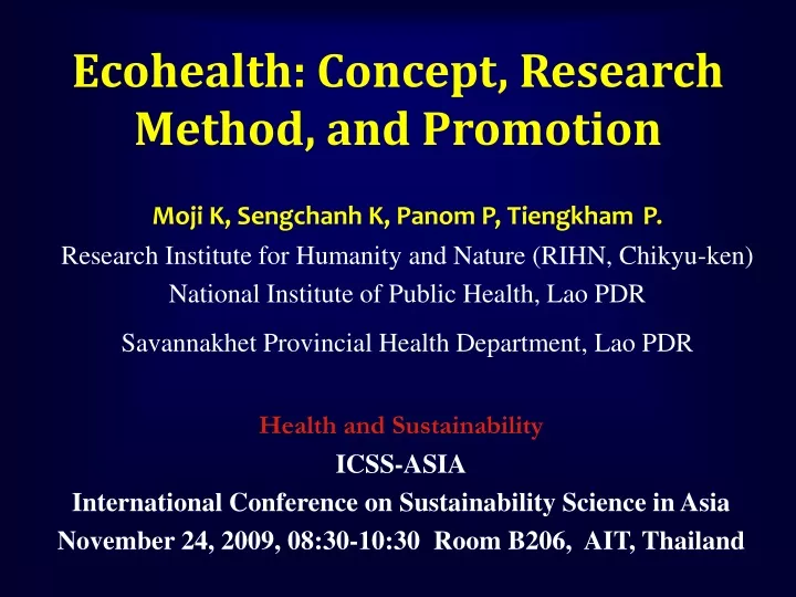 ecohealth concept research method and promotion