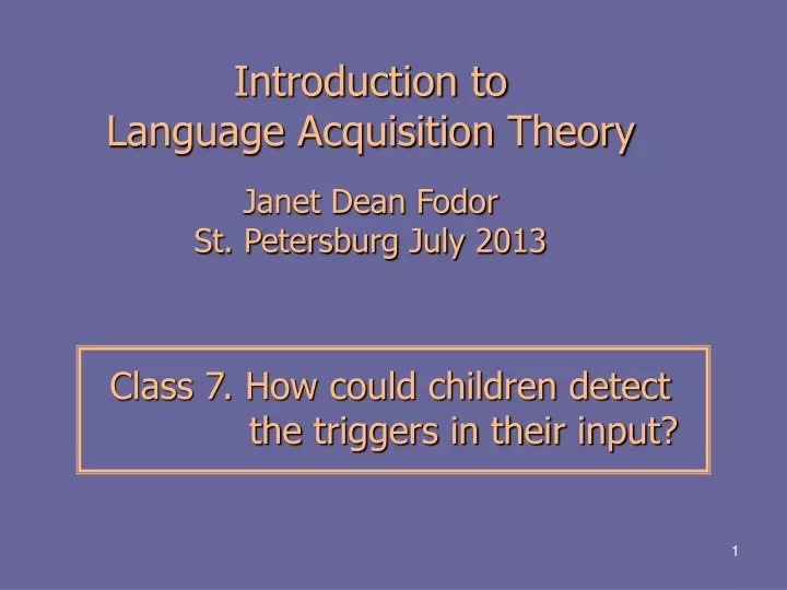 introduction to language acquisition theory janet