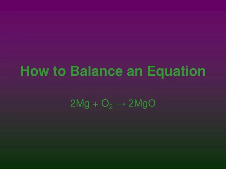 how to balance an equation