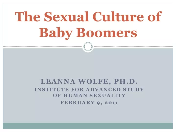 the sexual culture of baby boomers