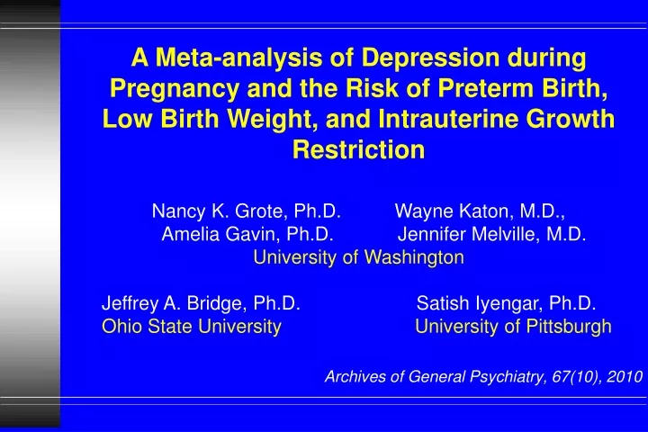 a meta analysis of depression during pregnancy