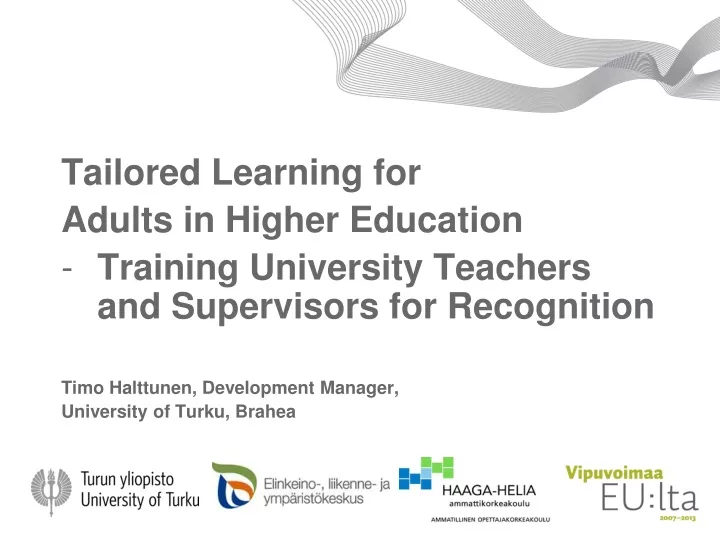 tailored learning for adults in higher education