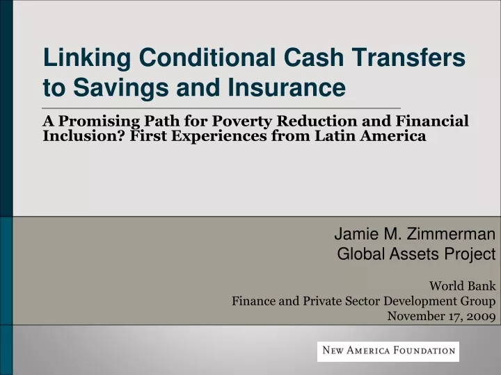 linking conditional cash transfers to savings and insurance