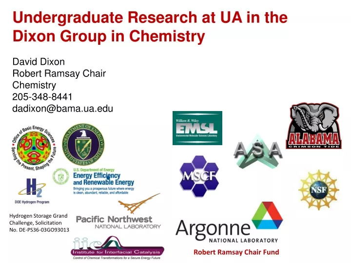 undergraduate research at ua in the dixon group
