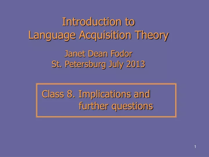 introduction to language acquisition theory janet