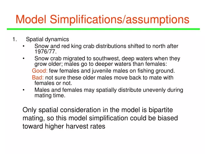 model simplifications assumptions