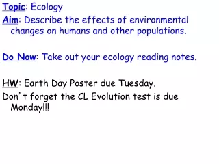 Topic : Ecology