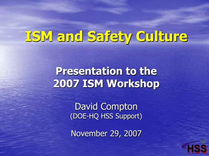 ism and safety culture