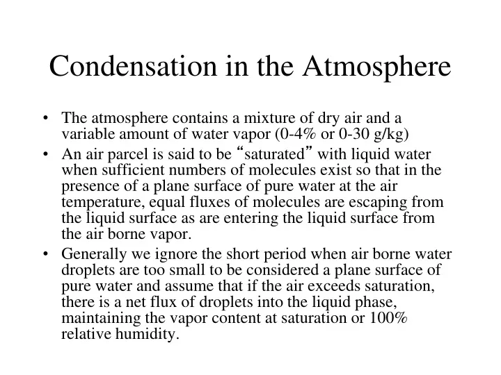 condensation in the atmosphere