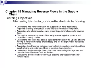Chapter 15 Managing Reverse Flows in the Supply Chain Learning Objectives