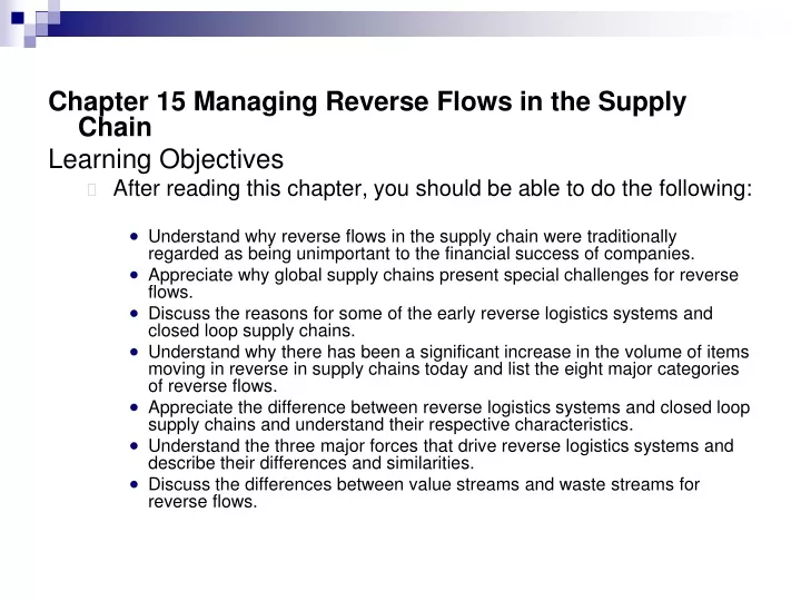 chapter 15 managing reverse flows in the supply