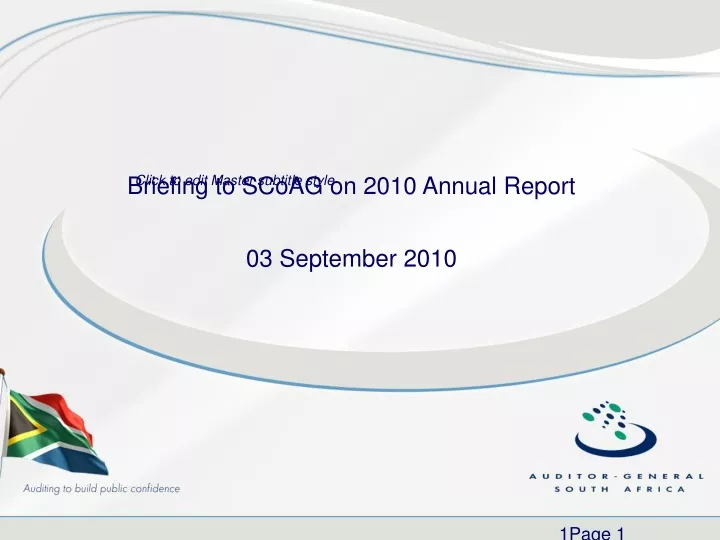 briefing to scoag on 2010 annual report