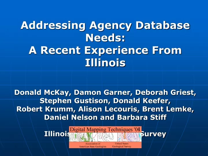 addressing agency database needs a recent