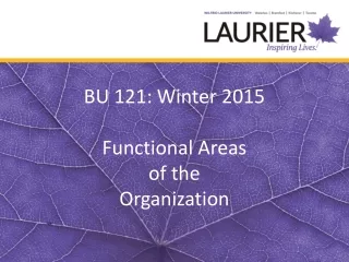 BU 121: Winter 2015 Functional Areas  of the Organization