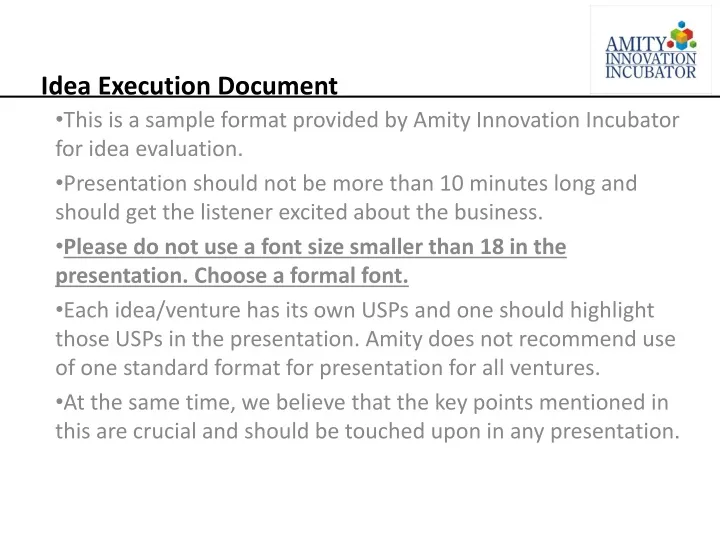 idea execution document