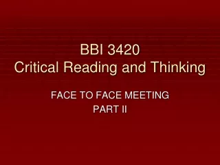 BBI 3420  Critical Reading and Thinking