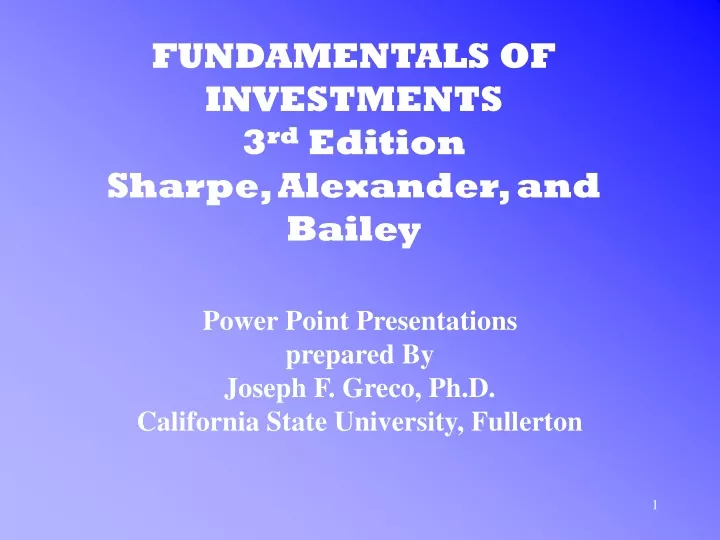 fundamentals of investments 3 rd edition sharpe alexander and bailey