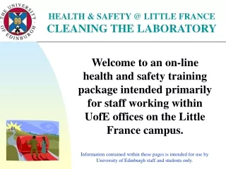 HEALTH &amp; SAFETY @ LITTLE FRANCE CLEANING THE LABORATORY
