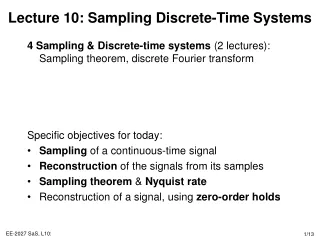 Lecture 10: Sampling Discrete-Time Systems