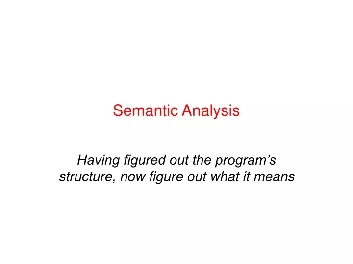 semantic analysis