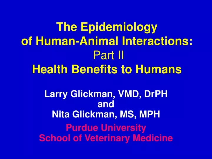 the epidemiology of human animal interactions part ii health benefits to humans