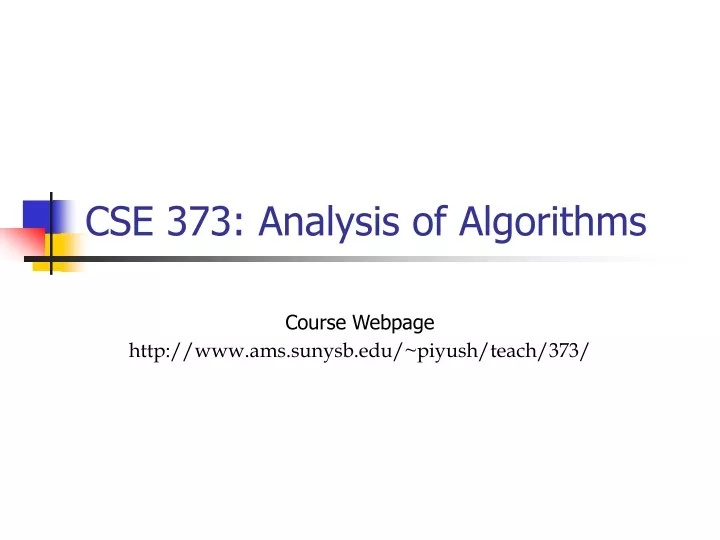 cse 373 analysis of algorithms