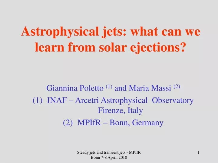 astrophysical jets what can we learn from solar ejections