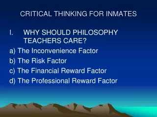 CRITICAL THINKING FOR INMATES