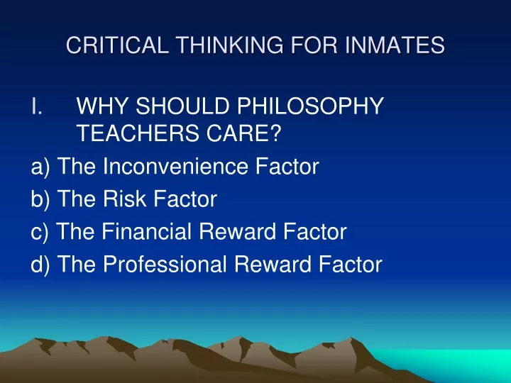 critical thinking for inmates