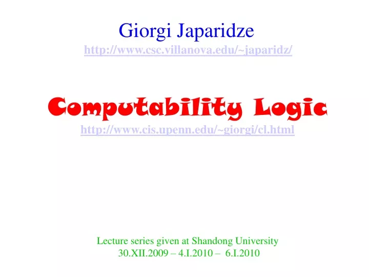 computability logic http www cis upenn edu giorgi cl html
