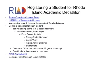 Registering a Student for Rhode Island Academic Decathlon