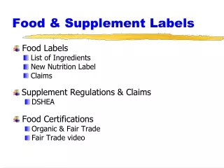 Food &amp; Supplement Labels