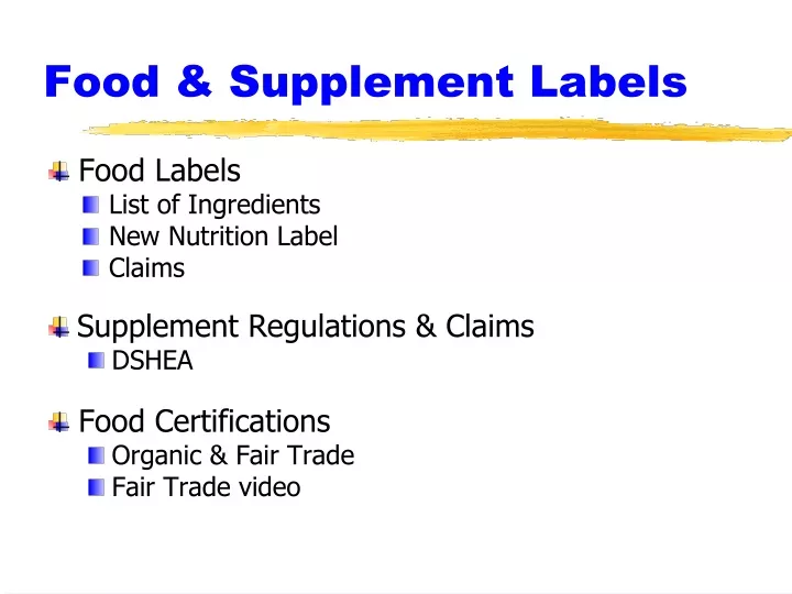 food supplement labels