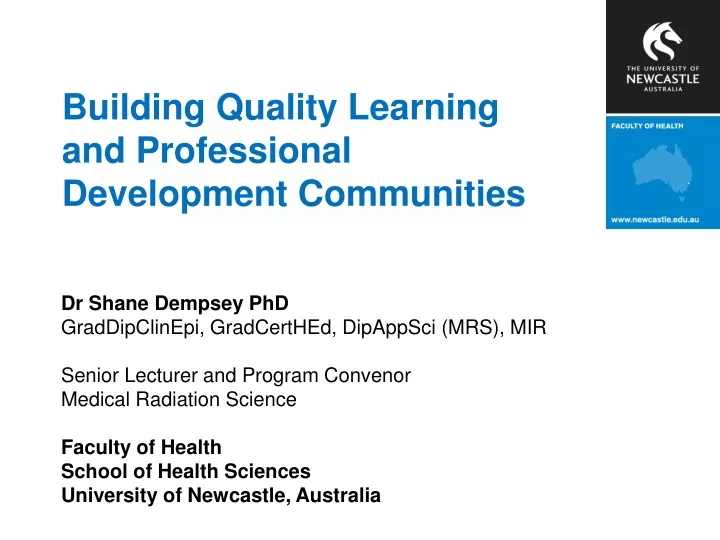 building quality learning and professional development communities
