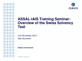 ASSAL-IAIS Training Seminar: Overview of the Swiss Solvency Test