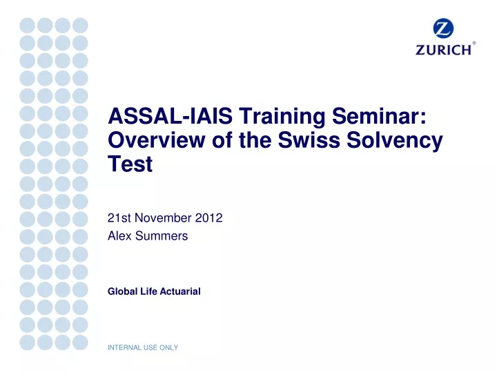 assal iais training seminar overview of the swiss solvency test