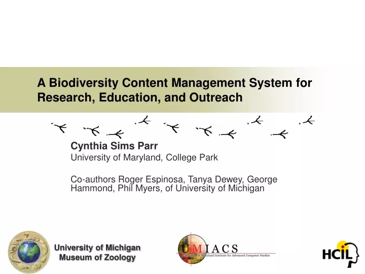 a biodiversity content management system for research education and outreach