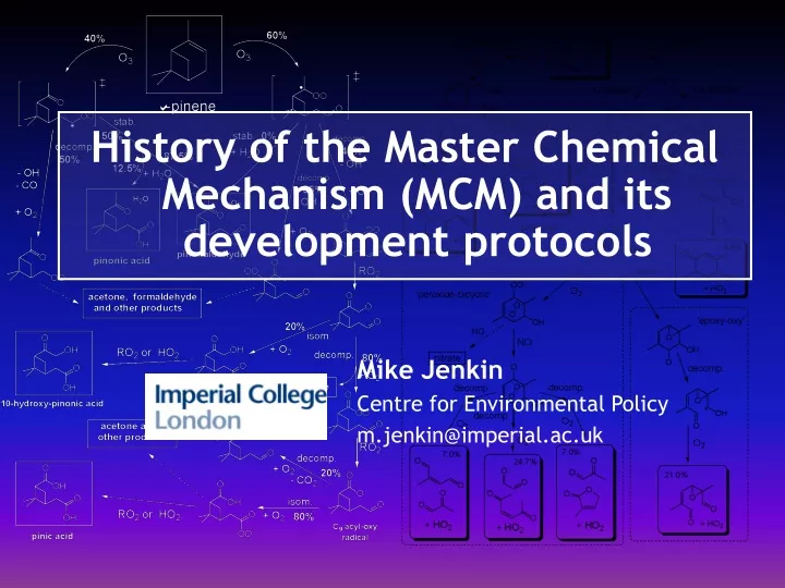 history of the master chemical mechanism